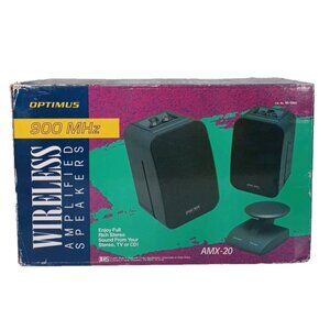 Vintage 1993 Optimus Wireless Amplified Speakers AMX-20 900 MHz Radio Shack 40-1